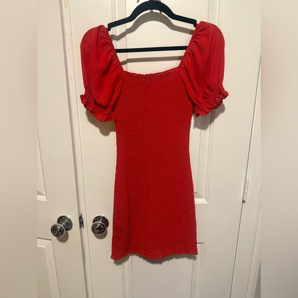 Trixxi Red Puff Sleeve Mini Dress